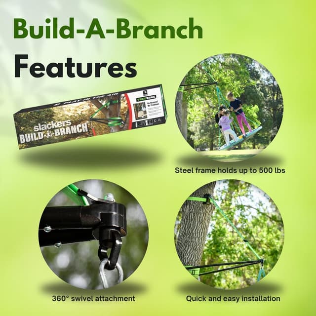 Detalle de Slackers Build-A-Branch Tree Swing Hanging Kit (Build-A-Branch) for 12–24 in Tree Trunks