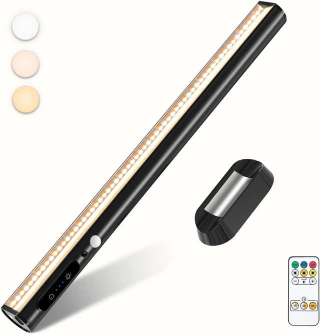 Detalle de Bravzurg Akku-Lichtleiste mit Bewegungsmelder, dimmbar & Fernbedienung (magnetisch) für Küche, Schrank & Spiegel