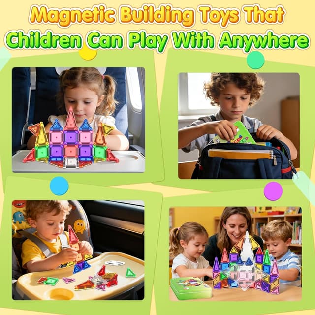 Thumbnail 4 de 65PCS Mini Travel Magnetic Tiles Set