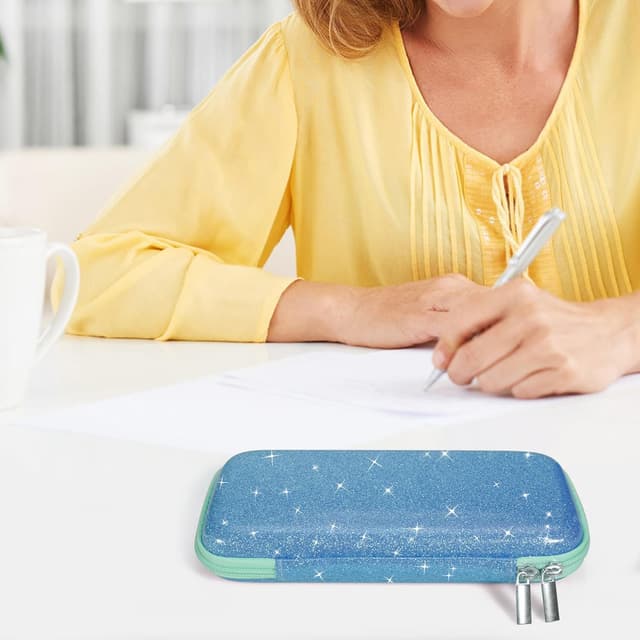 Thumbnail 6 de FINPAC Federmäppchen aus hartem EVA (Glitzerndes Blau) – Stiftetasche für Büro, Schule & unterwegs