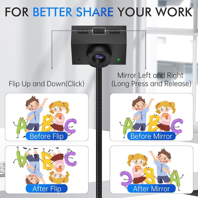 Detalle 2 de Webcam for PC (USB) with Adjustable Gooseneck, 1080P Manual Focus & Noise-Cancelling Mic (Black)