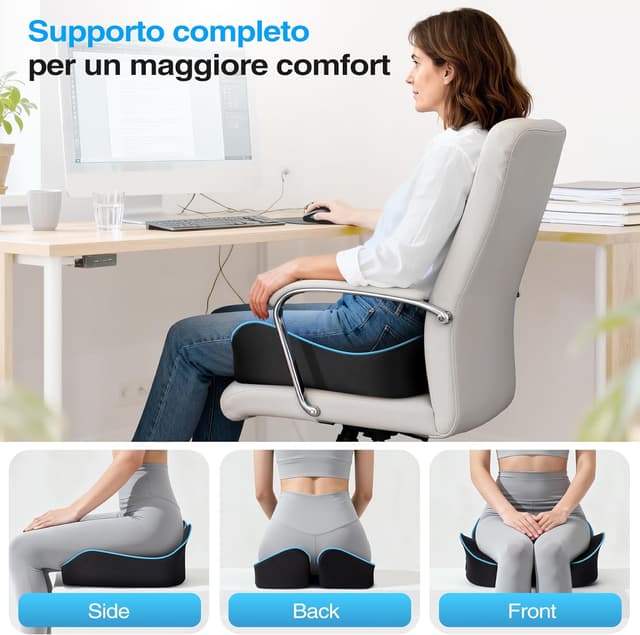 Detalle de POOTACK Cuscino per sedia in memory foam con rivestimento lavabile e base antiscivolo