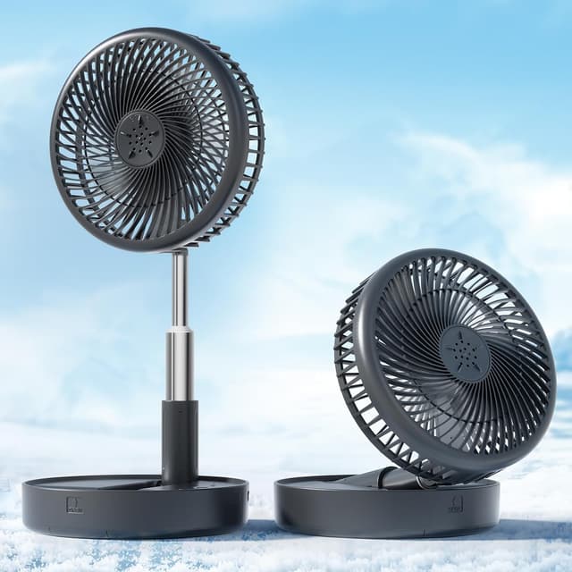 Detalle de Primevolve Battery Operated Portable Fan (USB Rechargeable) with Adjustable Height, 4 Speeds
