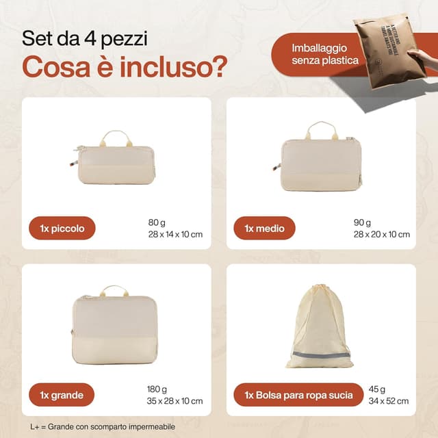 Thumbnail 6 de Travel Dude TRAVEL DUDE Organizer Valigia con compressione e packing cubes (set da 4) beige sabbia