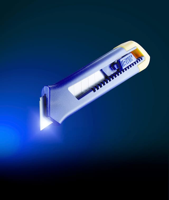 Detalle 2 de Irwin 10506544 : cutter à lame sécable de 18 mm avec glissière autobloquante