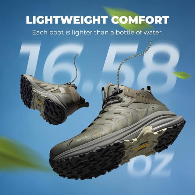 Detalle de NORTIV 8 Men’s Waterproof PRO Hiking Boots (Armadillo FieldLite) with Rebound Tech