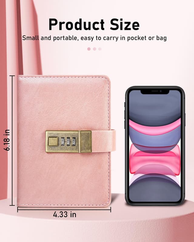 Detalle 2 de WEMATE Passwortbuch mit Schloss, 600+ Plätze