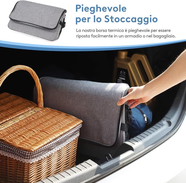 Thumbnail 6 de Lifewit Borsa Frigo 30L grigia: borsa termica morbida per pranzo, mare e campeggio