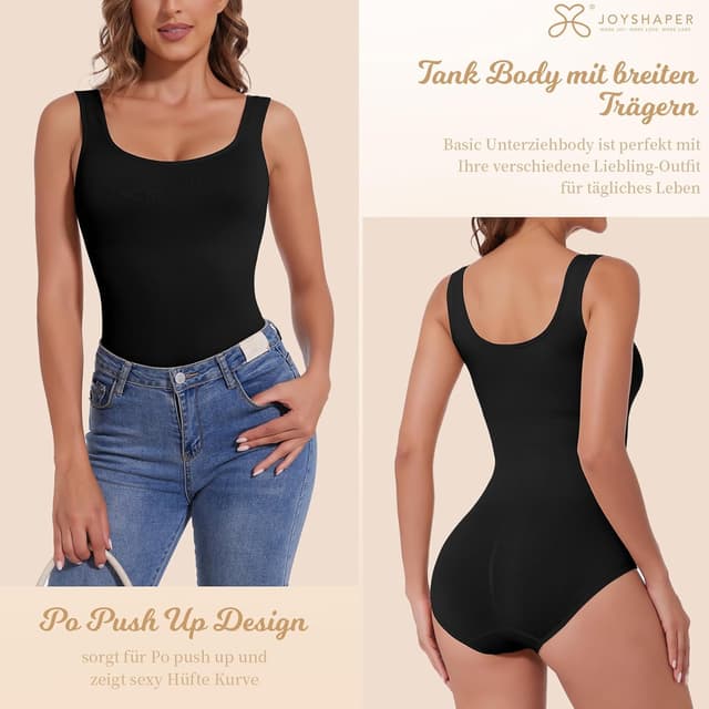 Detalle de Joyshaper Basic Tank Body mit Tanga-Form – shapewear Bauchweg Miederbody mit offenem Schritt