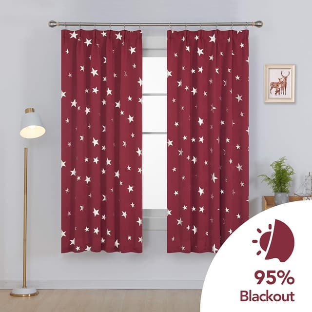 Detalle 2 de Deconovo Christmas Star Curtains 52 x 84 inch