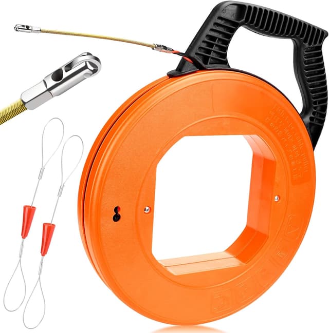 Detalle de Lytool Aide à l’extraction enfile-câbles en fil spiralé 30 m (câble renforcé 5 mm) avec tête à roulette et ressort