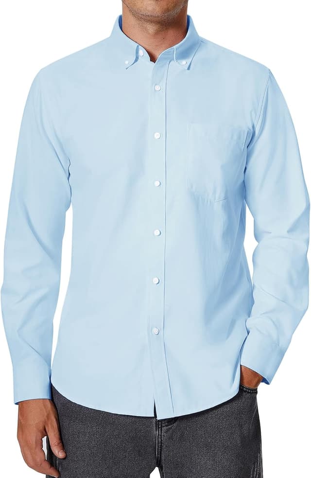 Detalle 2 de siliteelon Men’s Oxford Shirt Long Sleeve Smart Casual Regular Fit with Pocket (Button Down)