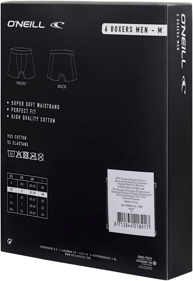 Detalle de O’Neill Herren-Boxershorts im 6er-Pack aus Baumwolle (Basic Trunk) – ohne Eingriff