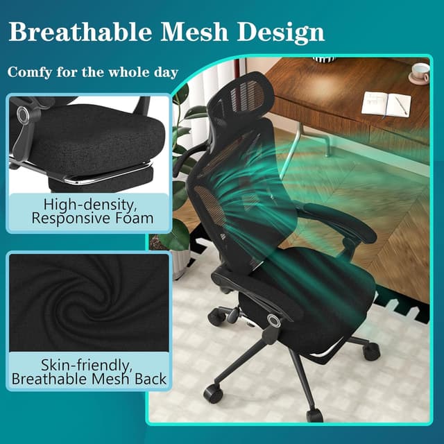 Thumbnail 6 de Ergonomic Office Chair with Footrest 350lbs capacity 💺
