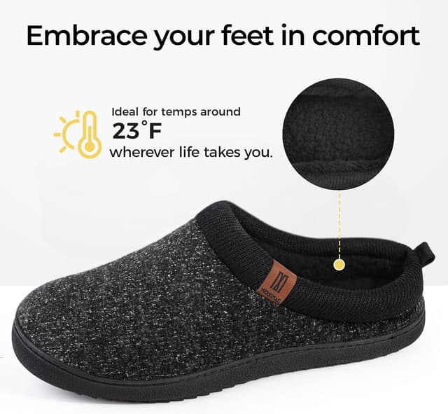 Detalle 2 de MERRIMAC Men's Slip-on Slippers with Memory Foam & Non-slip TPR Sole