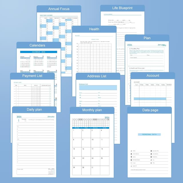 Thumbnail 6 de Agenda académique 2026 A5, une page par jour, janvier à décembre 2026 — couverture rigide avec porte-stylo