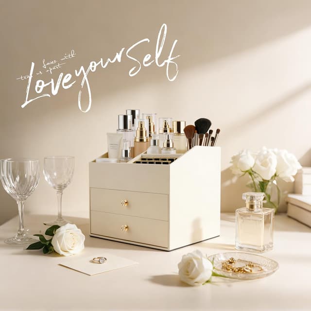 Detalle de Homeanda Make-up-Organizer Kunstleder Beige