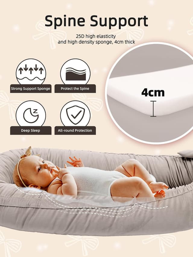 Detalle de Babynest Nestchen für Babybett, Grau