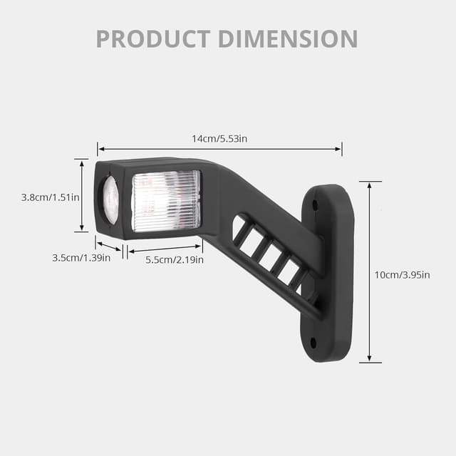 Detalle 2 de Justech 2er-Set LED Seitenmarkierungsleuchten (12–30 V, IP65) in Weiß/Rot/Amber für Anhänger