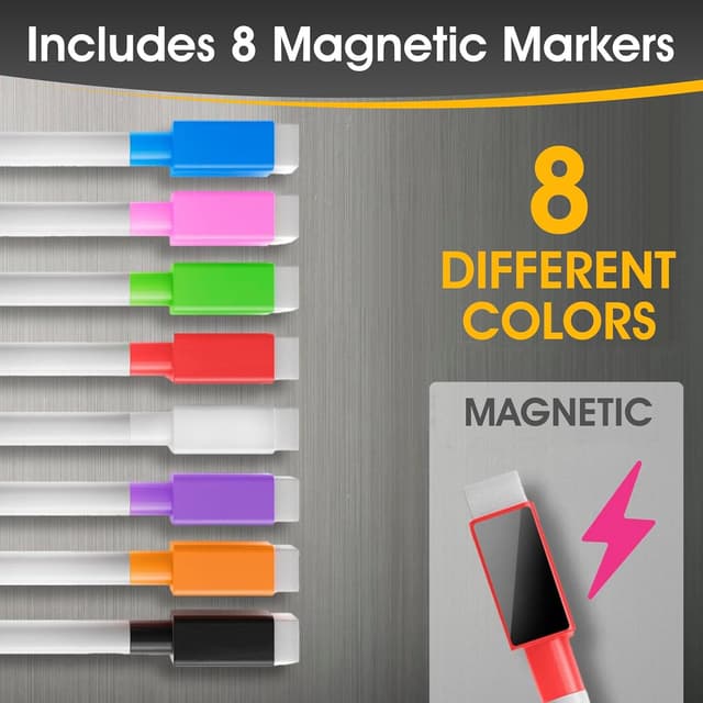 Detalle de Get Classy Magnetic Acrylic Meal Planner – Monthly & Weekly Fridge Menu Board (Clear, with 8 Dry Erase Markers)