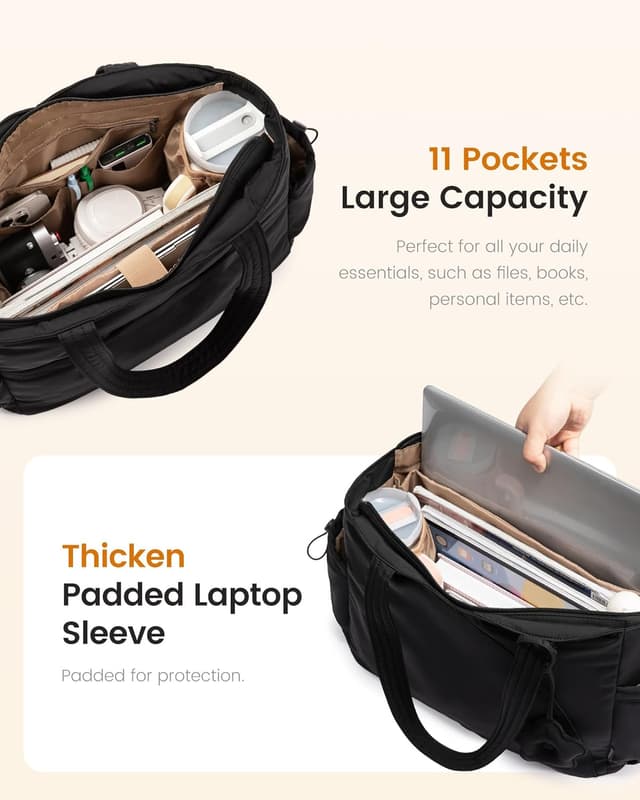 Detalle de LOVEVOOK Puffer laptop tote bag