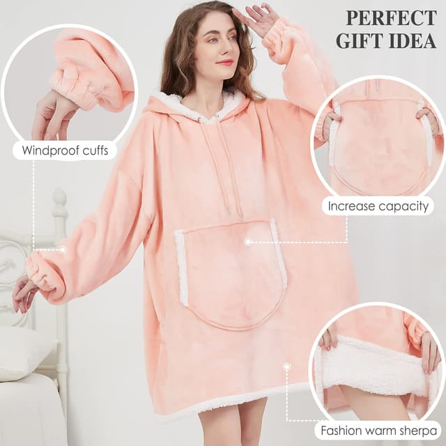 Detalle de Viviland felpa con cappuccio sherpa e tasca gigante: calda e morbida, taglia unica