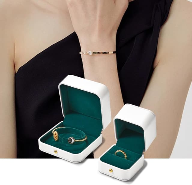 Detalle 2 de Papten Caja de Regalo de Cuero Verde y Blanco