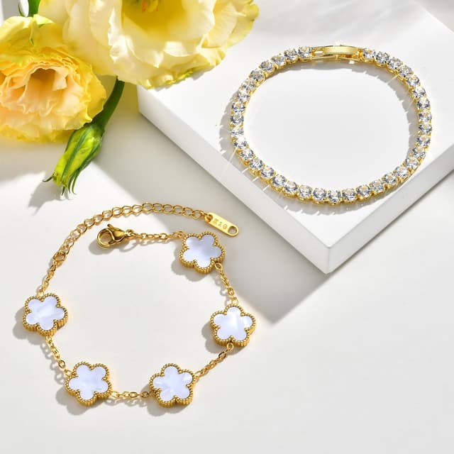 Detalle de Gamtic Bracciale tennis in zirconi 18K 2 pezzi