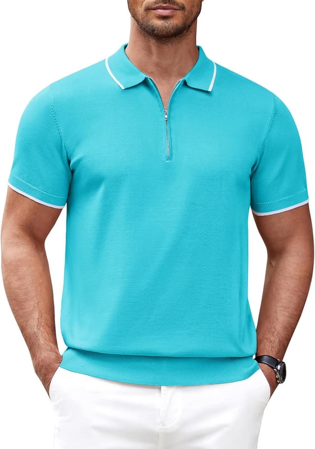 Thumbnail 6 de Polo en maille classique Coofandy Ztj00897366 en 100 % viscose pour homme