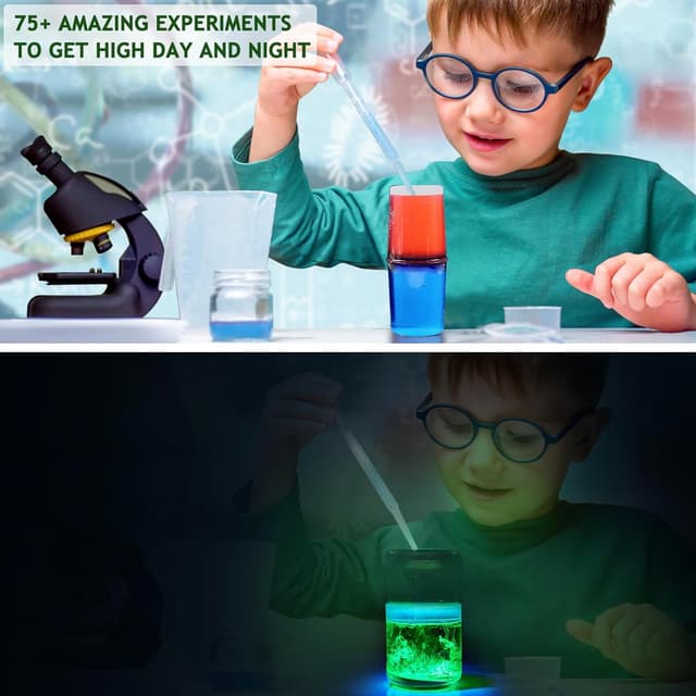 Detalle 2 de Greek Science 75+ leuchtende Experimente im Dunkeln – Glow-in-the-Dark Science Kit für Kinder (8–12)