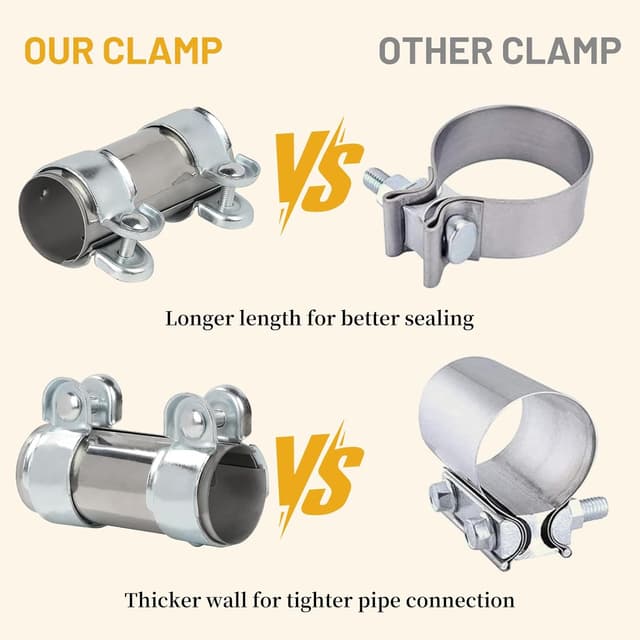 Detalle de LALAGO Doppelschelle Auspuffschelle aus Edelstahl – Rohrverbinder für Ø50 mm, Länge 125 mm
