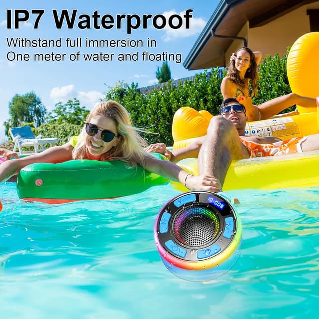 Detalle 2 de Bluetooth Shower Speaker with IPX7 Waterproof, Bluetooth 5.3 & HD Stereo Sound (IPX7 Suction Cup, Blue)