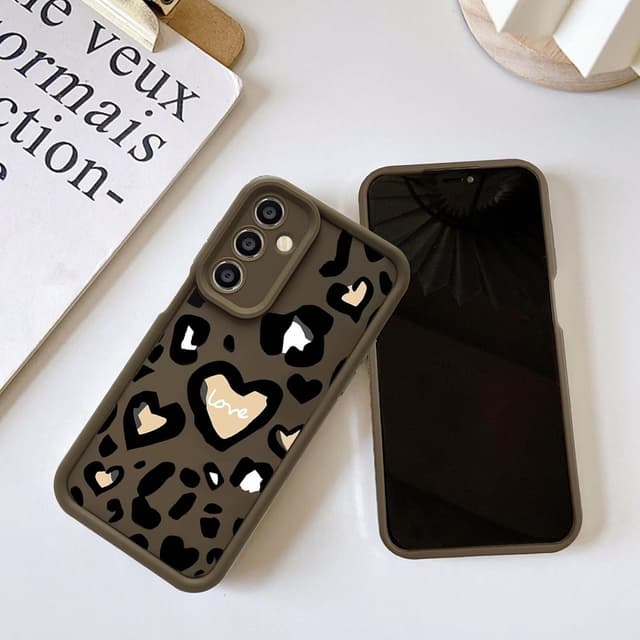 Detalle de YANJIEER ESONG Süße Leopardenmuster Handyhülle mit Herz-Design für Huawei P40 Lite / Nova 6SE / Nova 7i (Ultradünn, Silikon-TPU)