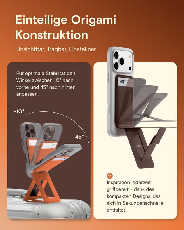 Detalle de MOFT Handy-Stativ für Smartphone (3-in-1) aus veganem MOVAS Leder, ultradünn & tragbar, mit MagSafe-Option