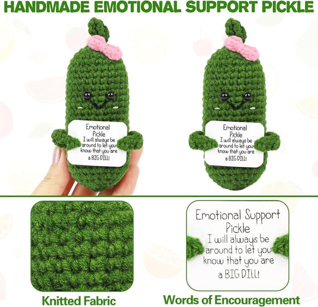 Detalle de Hoedia Emotional Pickle Small Crochet Plush Galentines Valentine’s Day Gift