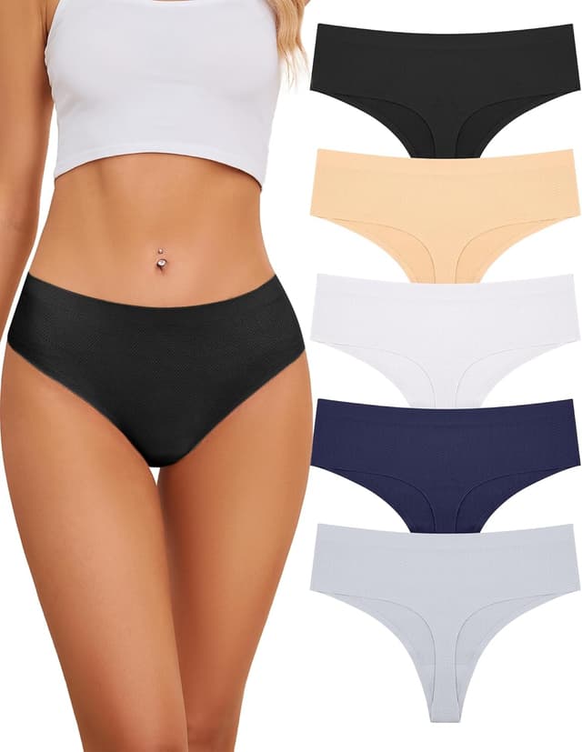 Thumbnail 6 de VOENXE Seamless High-Waisted Thongs (No VPL) – 5-Pack