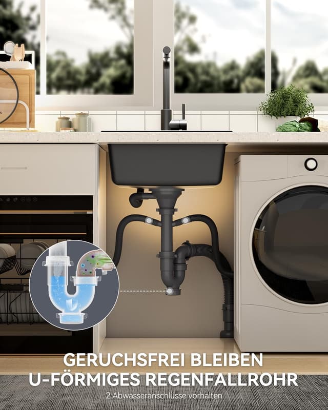 Thumbnail 3 de Sofetiy Spülbecken Schwarz Granit 45x45 cm