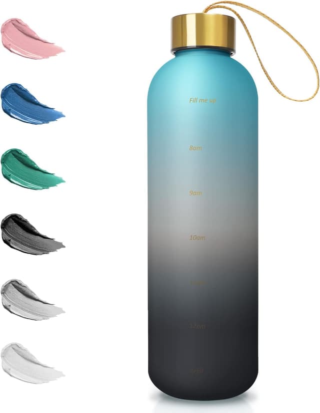 Detalle de Opard Trinkflasche 1L/800ml (800ml) aus Tritan, auslaufsicher – mit Zeitmarkierung