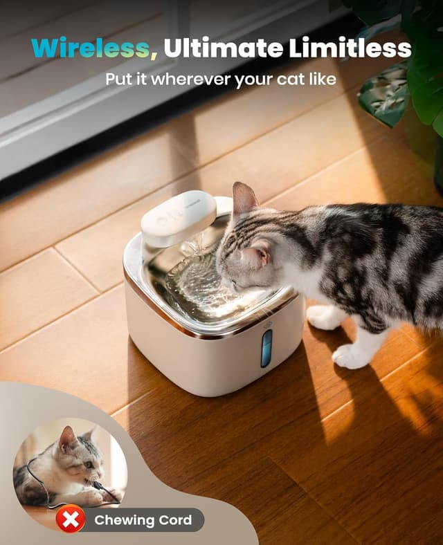 Detalle 2 de oneisall Hale 3.5L Wireless Cat Water Fountain