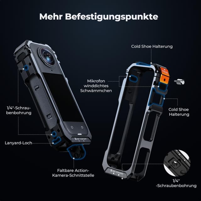 Detalle 2 de K&F CONCEPT Insta360 X5 Kamerakäfig