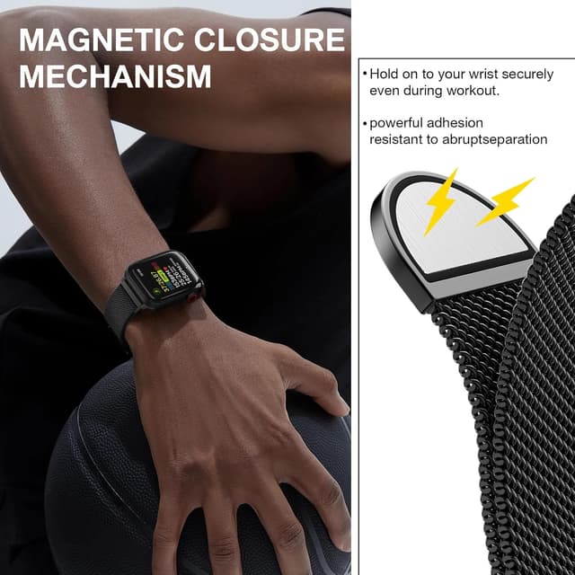 Detalle de MARGE PLUS Stainless Steel Milanese Loop Magnetic Clasp Watch Band (Apple Watch 46mm/44mm/45mm/49mm)