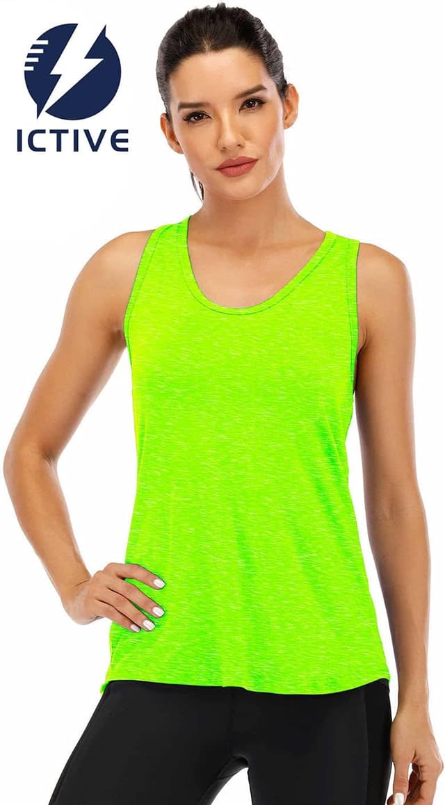 Detalle de Fihapyli ICTIVE Workout Tank Tops for Women Mesh Racerback Yoga Sleeveless Shirts