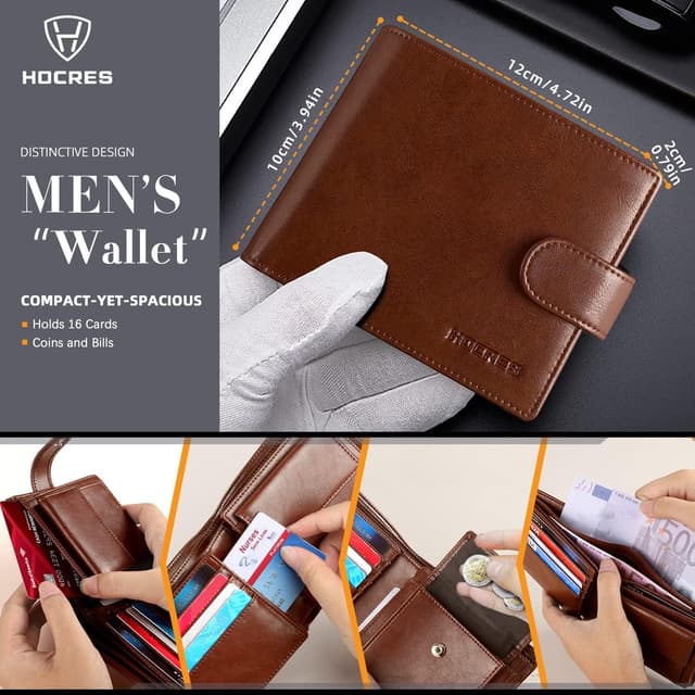 Thumbnail 4 de HOCRES Wallets for Men RFID 14 slots