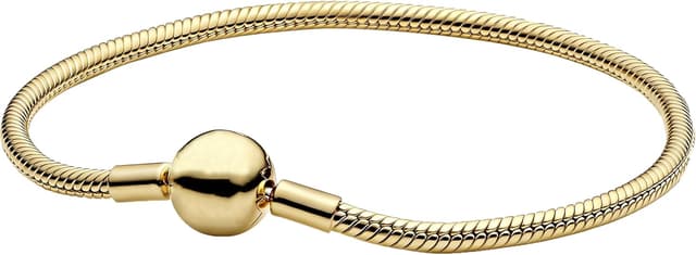 Detalle de Hevdlt Goldfarben Damenarmband aus 925er Sterling Silber – kompatibel mit Moments/Charms (17–21 cm)