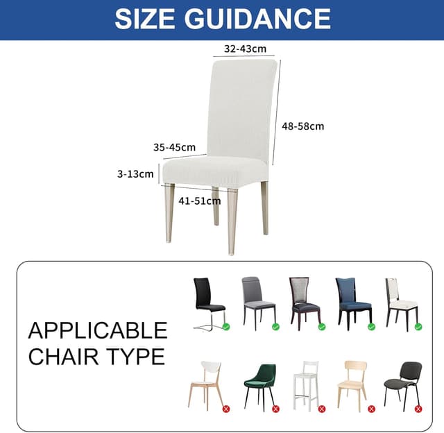 Detalle de Ystyle housse de chaise extensible (lot de 6) blanche pour salle à manger