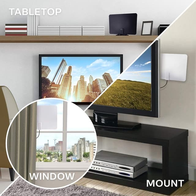 Detalle de Philips Indoor Switch TV Antenna (SDV2226N/27) — Reversible Black/White Long-Range Digital HDTV Antenna with 10ft Coax