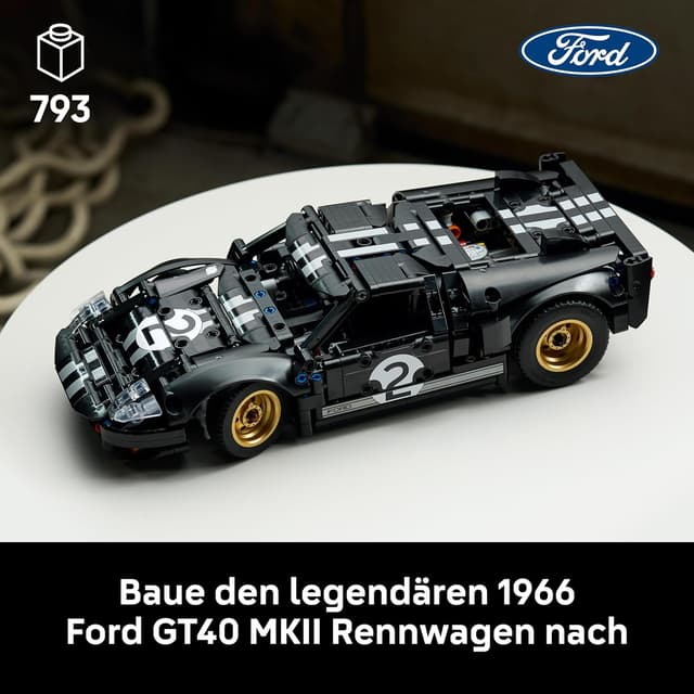 Detalle 2 de LEGO Technic 1966 Ford GT40 MKII Rennwagen (Modell 42223) mit Lenkung und V8-Motor