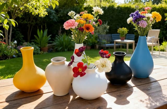 Detalle 2 de Keramik Vasen 5er-Set – kleine Blumenvasen für moderne Deko, Pampas & getrocknete Blumen