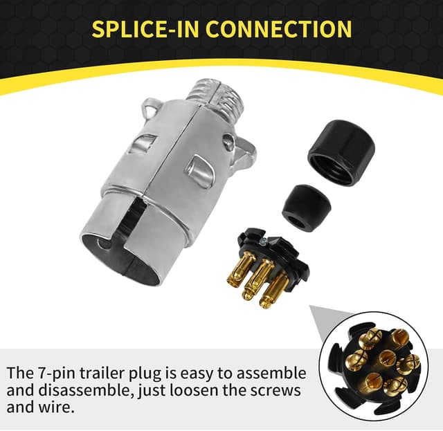 Thumbnail 3 de Yuanjoy 7-poliger Anhängerstecker Metall 12V