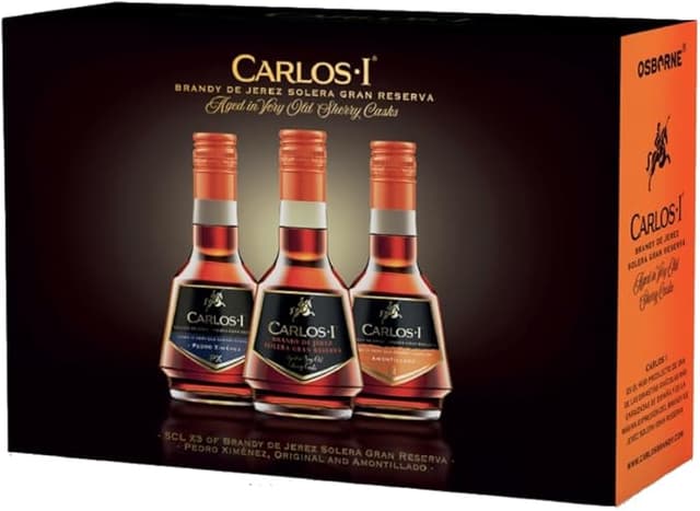 Imagen de Carlos I Brandy de Jerez Gran Reserva 🥃 Estuche 3 Miniaturas en OfertitasTOP
